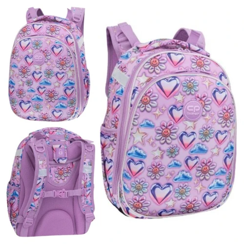 Coolpack Turtle Prostorný Školní Batoh pro dívky Mládežnický Pevný Růžový Balloons