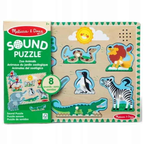 Melissa & Doug Dřevěné Hudební Puzzle Zoo Edukativní Hudba Zvířecí Zvuky 2+