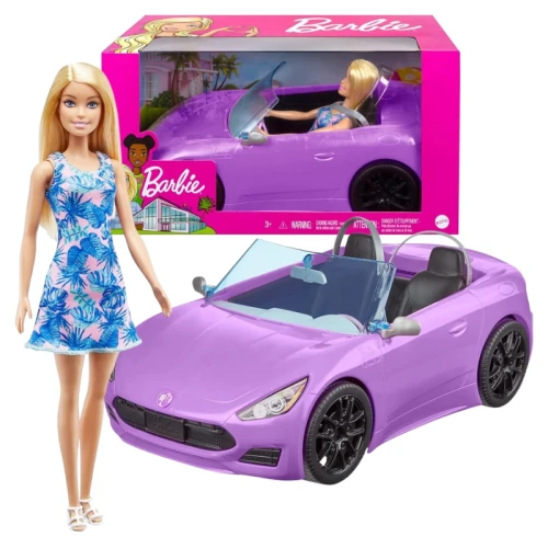 Mattel Barbie Fialový Kabriolet Auto + Panenka Sada