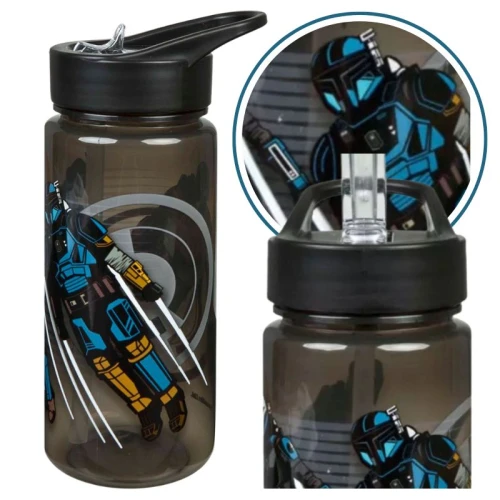 Láhev pro děti do školy na vodu černá se slámkou Star Wars 500ml