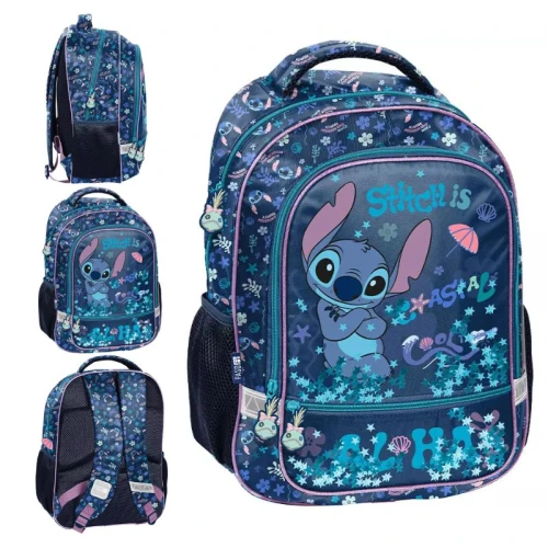 Paso Školní Batoh Mládežnický Do Školy Dvoukomorový Velký Prostorný Reflexní A4 Stitch Coastal Cool