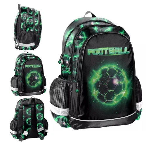 Paso Školní Batoh Mládežnický Tříkomorový Velký Prostorný Reflexní A4 Football Fotbal