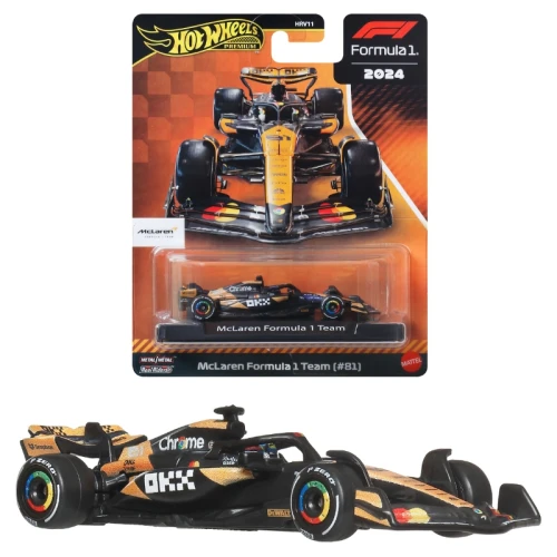 Hot Wheels Premium Race F1 Autíčko Kolečkonská Auto McLaren Formule 1 Team #81 JBM25