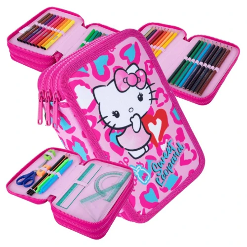 Školní penál Hello Kitty Coolpack s kompletní výbavou Tříkomorový rozkládací do školy