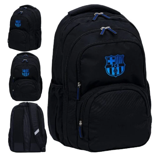 Astrabag Školní Batoh Tříkomorový Prostorný Mládežnický Reflexní Lehký FC Barcelona Černý