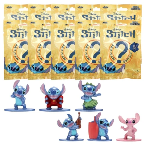 Sada 10 x Disney Lilo a Stitch Taška s Figurkou Figurka Překvapení Kovová 4 cm.