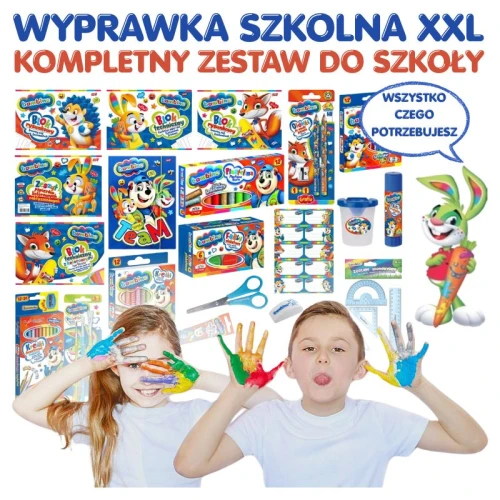 Bambino Školní Vybavení Kompletní Sada Do Školy Velký XXL 20 Elementů Bloky Pastelky Nůžky