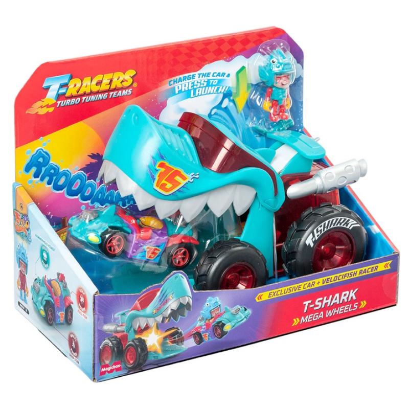 T-Racers Auto T-Shark Mega Wheels Rampa S Autíčkem A Figurkou Řidiče