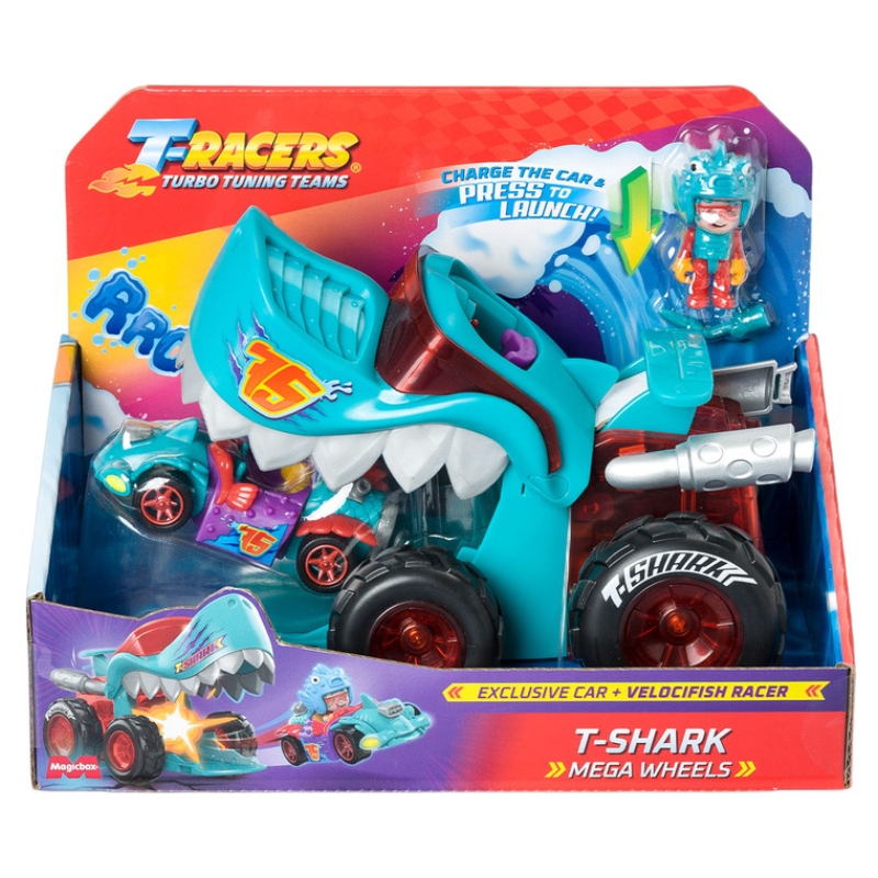 T-Racers Auto T-Shark Mega Wheels Rampa S Autíčkem A Figurkou Řidiče