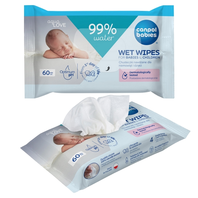 Canpol Babies Vlhčené ubrousky pro miminka a děti 60 kusů