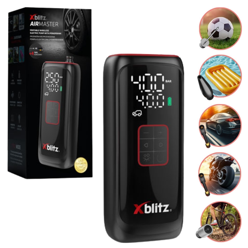 Xblitz Airmaster Přenosná Bezdrátová Elektrická Pompka S Powerbankem