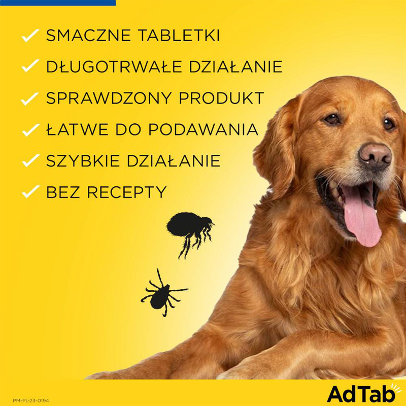 Adtab Tabletka Do Żucia Na Pchły I Kleszcze Insekty Dla Średnich Psów Elanco