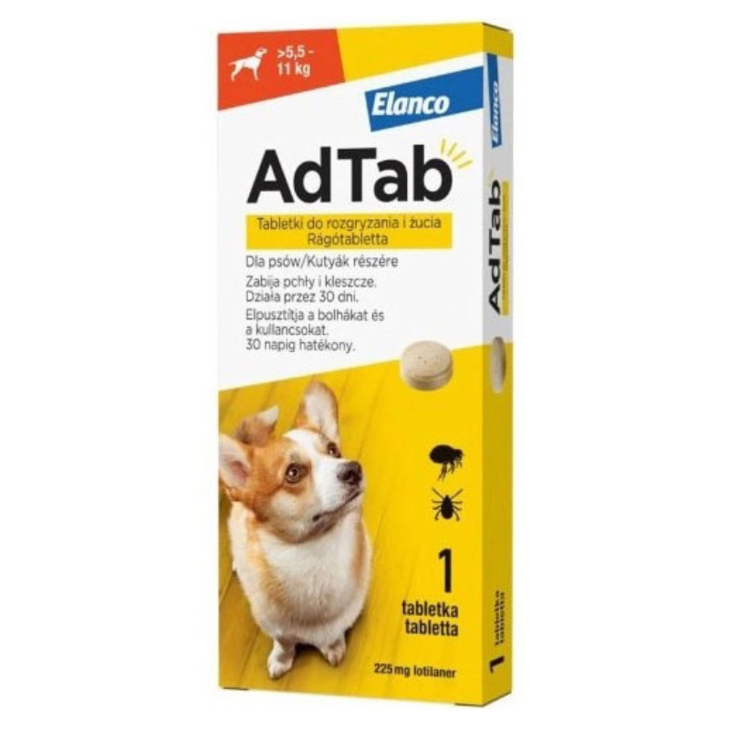 Adtab Tabletka Do Żucia Na Pchły I Kleszcze Insekty Dla Średnich Psów Elanco