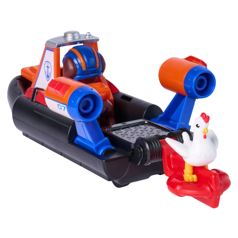 Psi Patrol Search Rescue Poduszkowiec Zuma Pojazd Napęd Pull-Back + Figurka Kura Chickaletta