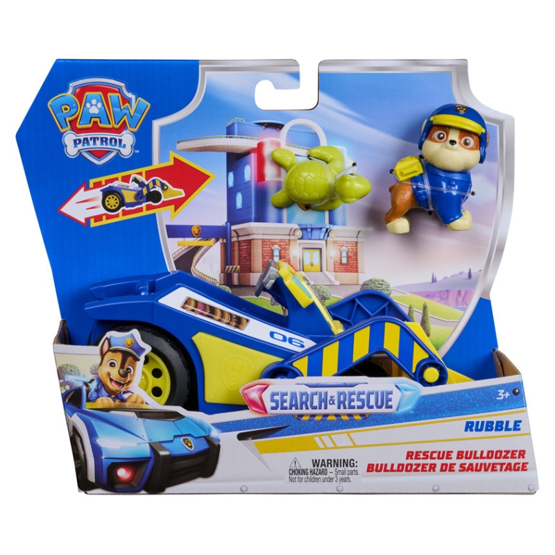Psi Patrol Search Rescue Buldožer Rubble Pojazd Napęd Pull-Back + Figurka Żółw