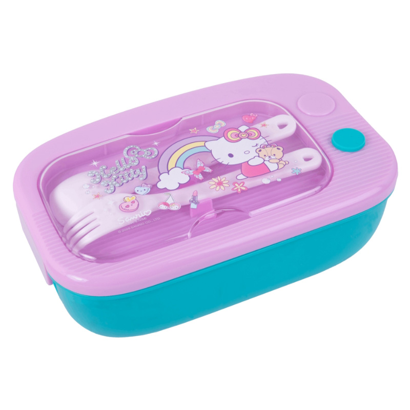 Box na jídlo pro děti Coolpack Hello Kitty růžovo-modrý s příbory 1100 ml