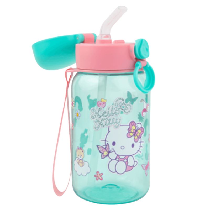 Hello Kitty Hugo Bidon dla dzieci 500 ml Light Blue Butelka ze słomką otwarta
