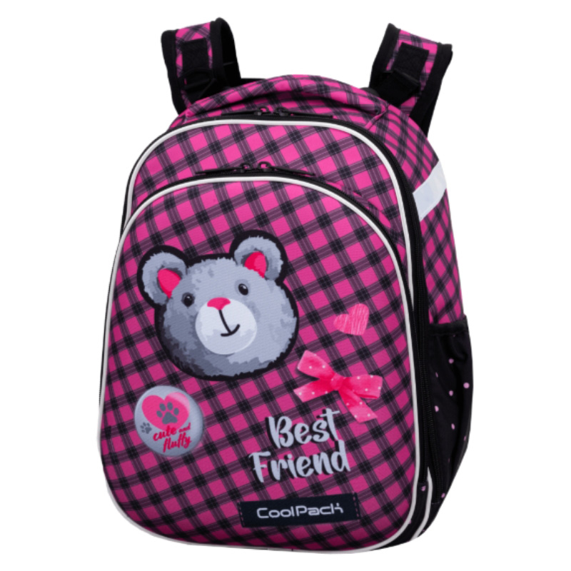 Przód plecaka Coolpack Turtle Plecak Szkolny Młodzieżowy Usztywniany Buddy Różowy 16 l
