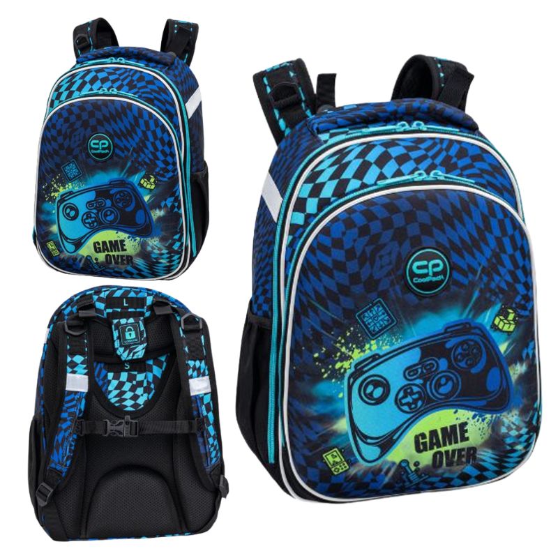 Coolpack Turtle Pojemny Plecak Szkolny Młodzieżowy Usztywniany Niebieski Gamer Chess 16 l