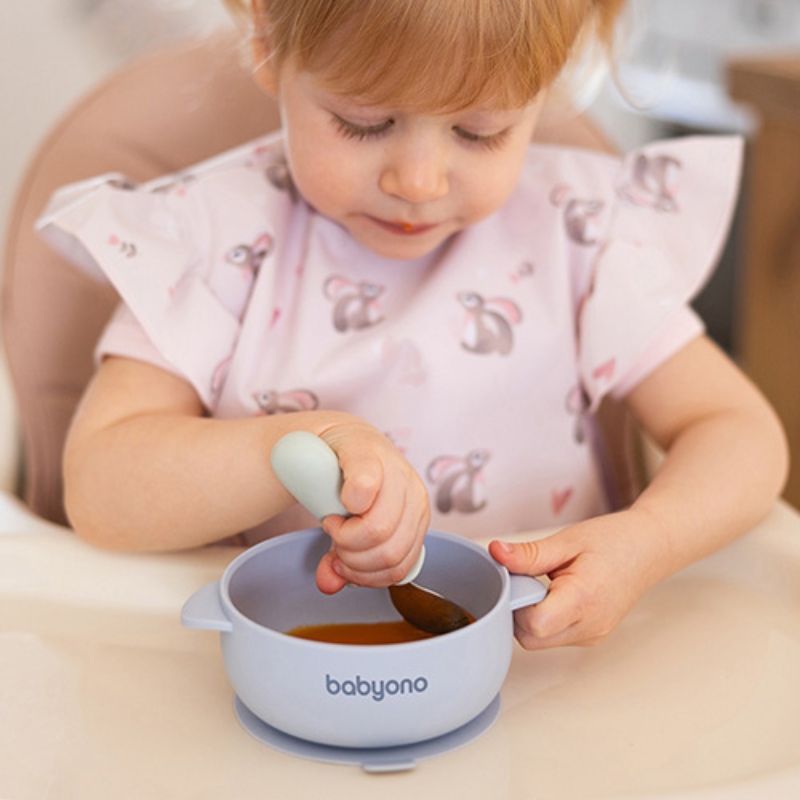 Babyono Silikonowa Miseczka Miska Dla Dzieci Z Przyssawką I Przykrywką