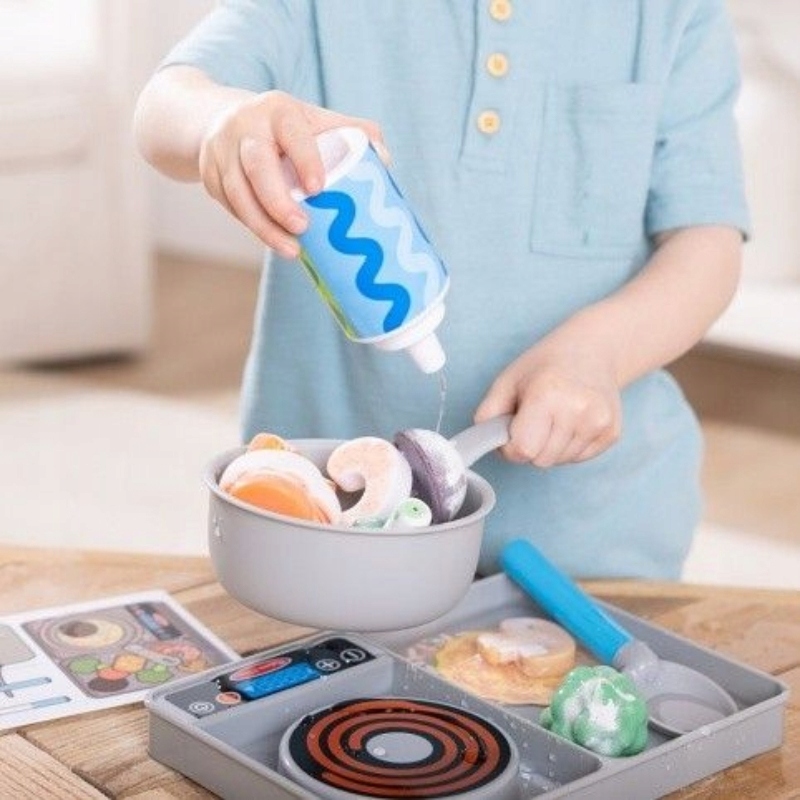 Melissa & Doug Zestaw Do Gotowania Zabawki Kuchenne Płyta Kuchenna Garnek Łyżka Warzywa