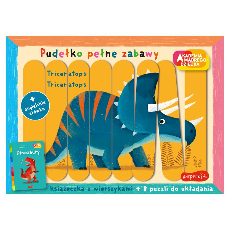 Dinozaury Książeczka Z Dodatkami Puzzle Wierszyki Dla Dzieci Edukacyjna Akademia Mądrego Dziecka Pudełko Pełne Zabawy Zbigniew Dmitroca