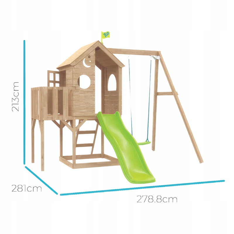 TP Toys Treehouse Drewniany Plac Zabaw ze Zjeżdżalnią 1,75 m FSC