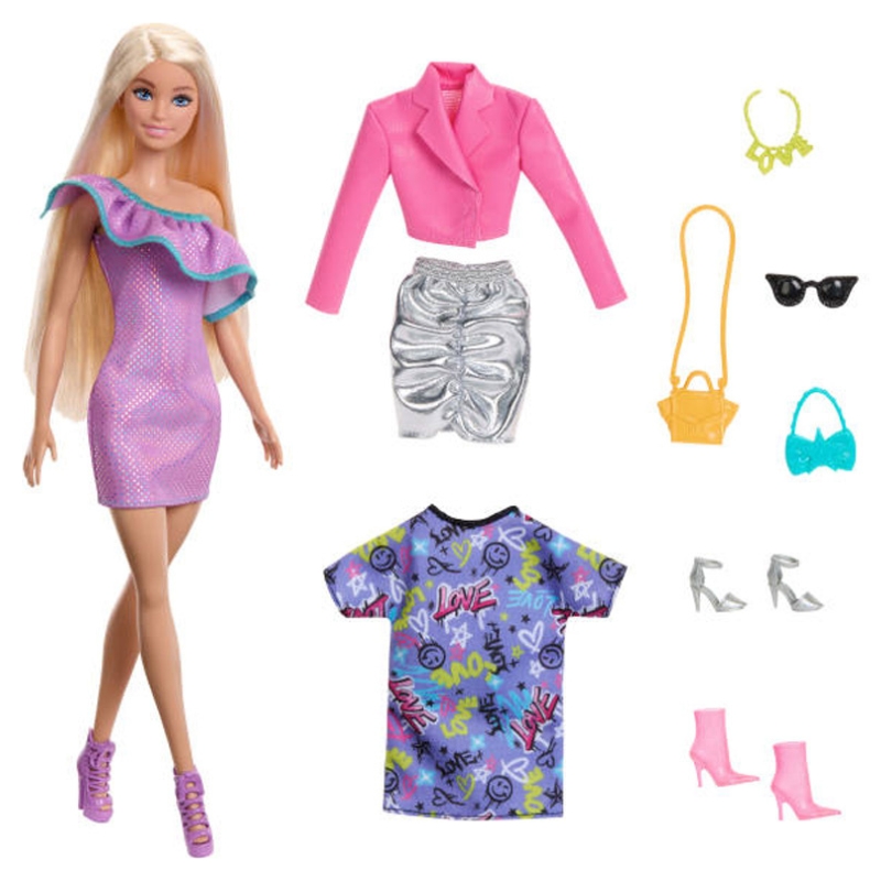 Barbie Party Fashion Lalka Modowa + Akcesoria 3 Stylizacje Ubranka Dla Lalki