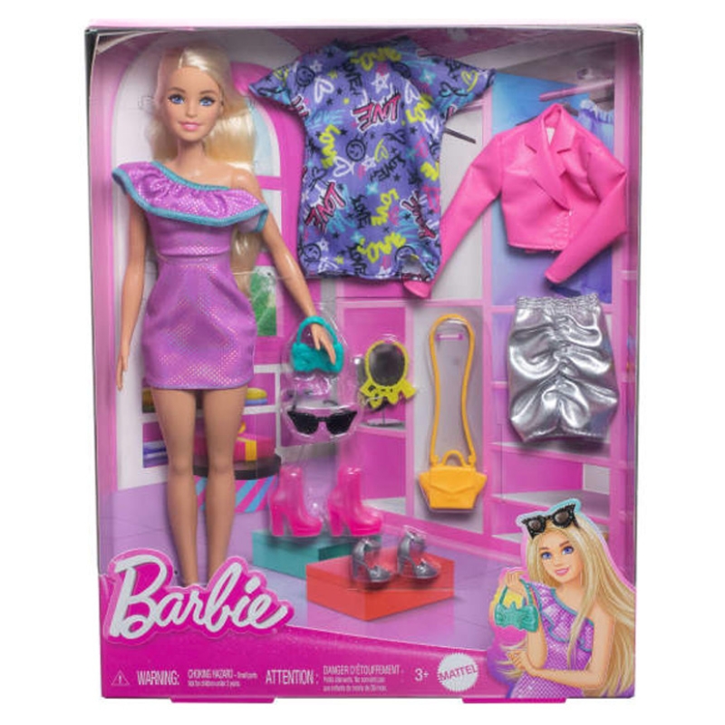 Barbie Party Fashion Lalka Modowa + Akcesoria 3 Stylizacje Ubranka Dla Lalki