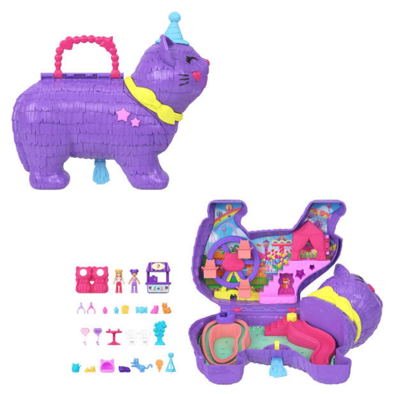 Polly Pocket Zestaw W Walizce Celebration Kitty Piniata Kotek + Akcesoria 4+