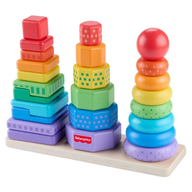 Fisher-Price Drewniany Sorter Kształtów Układanka Dla Dzieci Montressori 18m+