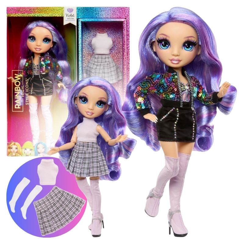 Lalka Modowa Dla Dzieci Rainbow High Style Icons Violet Willow Akcesoria 4+