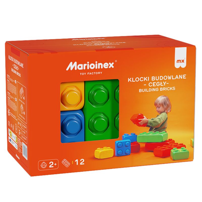 Marioinex Klocki Budowlane Cegły XXL Duże Konstrukcyjne Gigant 12 Elementów