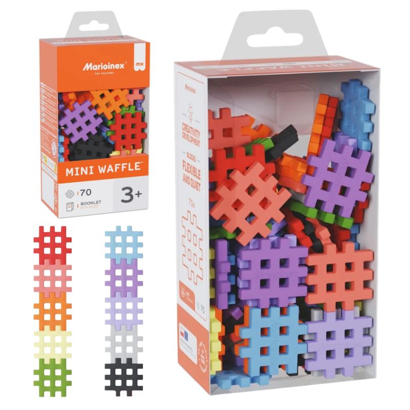Marioinex Mini Waffle Klocki Konstrukcyjne Małe Edukacyjne Kreatywne Kolorowe 70 Sztuk