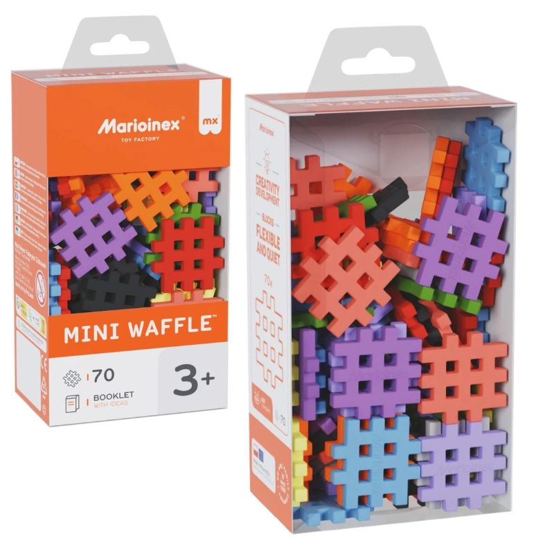 Marioinex Mini Waffle Klocki Konstrukcyjne Małe Edukacyjne Kreatywne Kolorowe 70 Sztuk