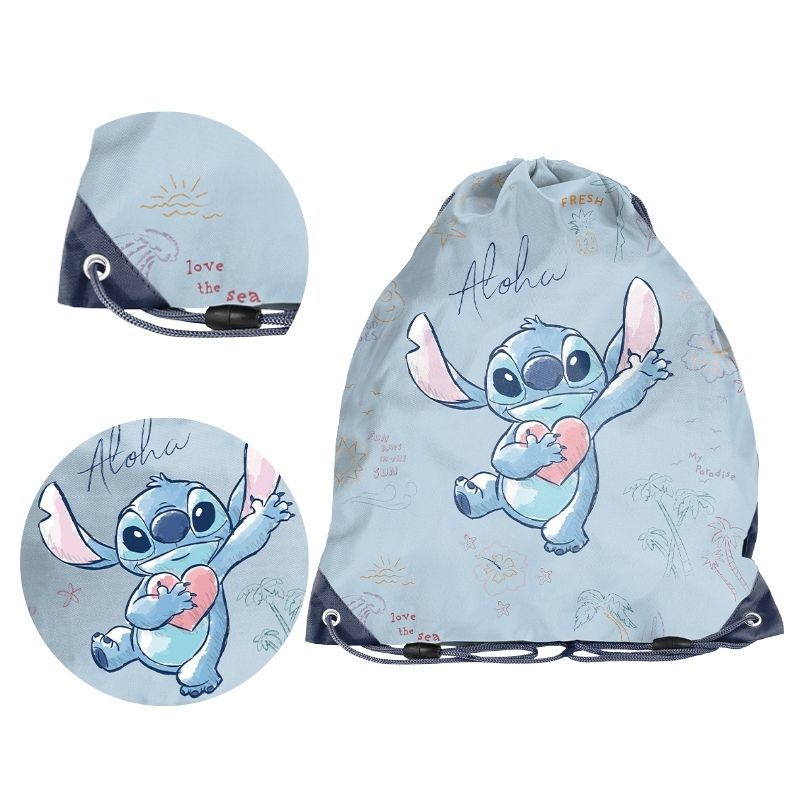 Paso Worek Sportowy Na Obuwie WF Basen Plecak Podróżny Kompaktowy Szkolny Stitch Aloha Niebieski