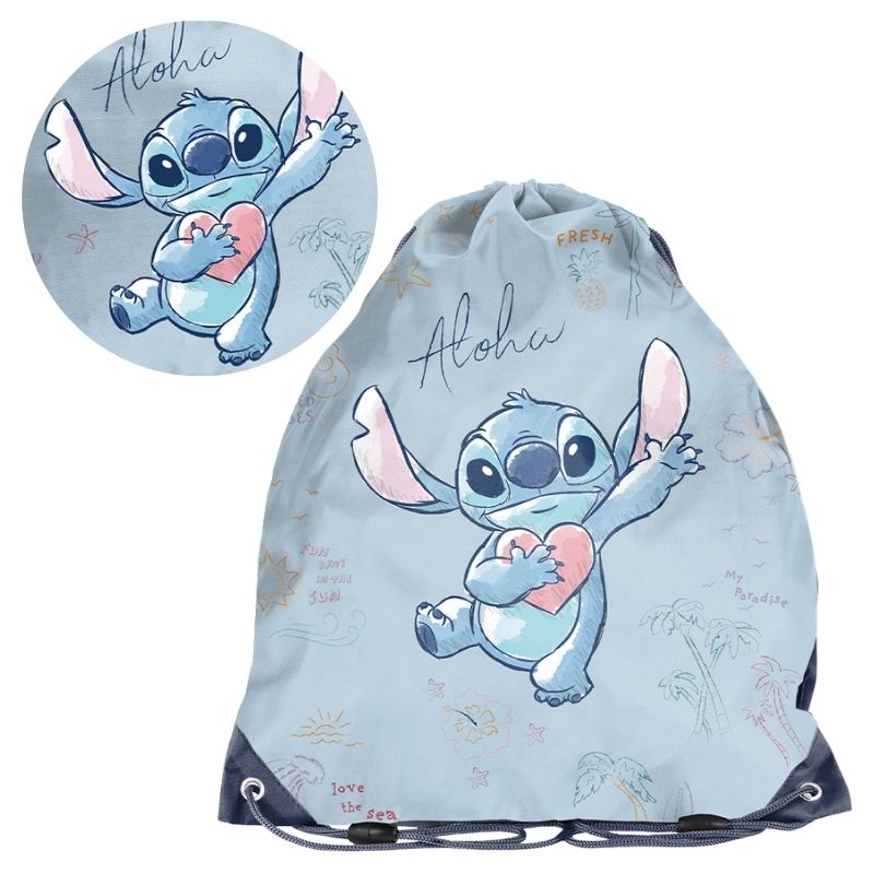 Paso Worek Sportowy Na Obuwie WF Basen Plecak Podróżny Kompaktowy Szkolny Stitch Aloha Niebieski