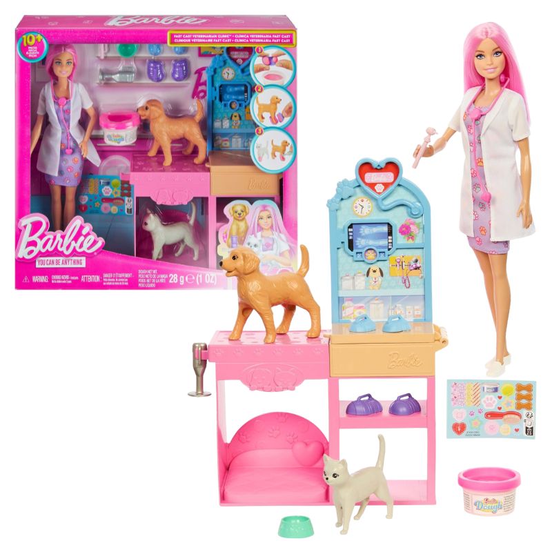 Lalka Weterynarz Barbie Zestaw Ze Zwierzątkami I Akcesoriami JFX93 4+