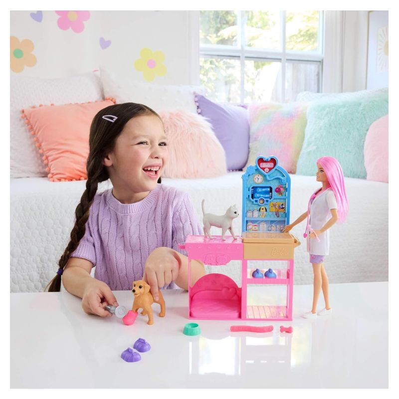 Lalka Weterynarz Barbie Zestaw Ze Zwierzątkami I Akcesoriami JFX93 4+