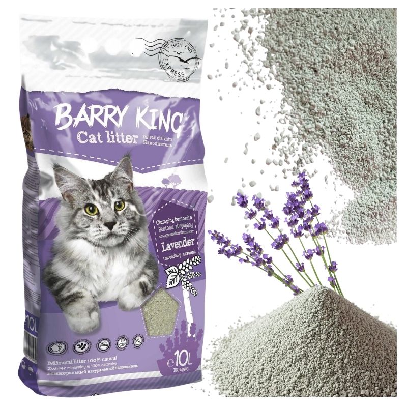  Žwirek Bentonitowy Barry King Dla Kota Zbrylający Naturalny 10l Bezpyłowy Lawendowy