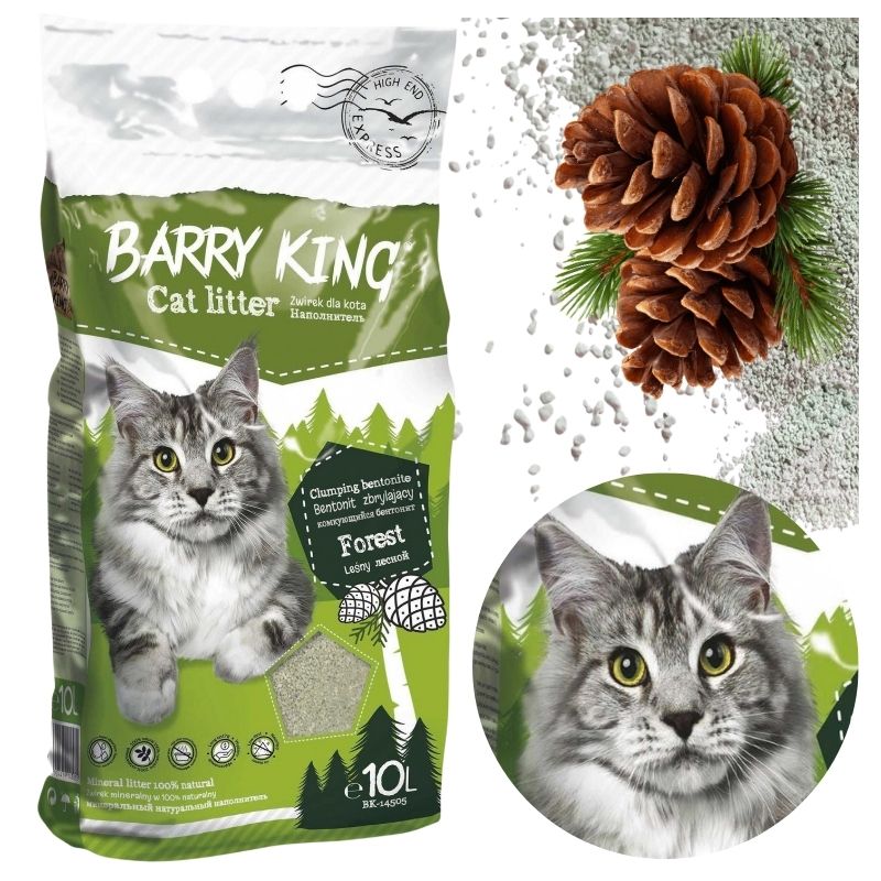  Žwirek Bentonitowy Barry King Dla Kota Zbrylający Naturalny 10l Bezpyłowy Leśny