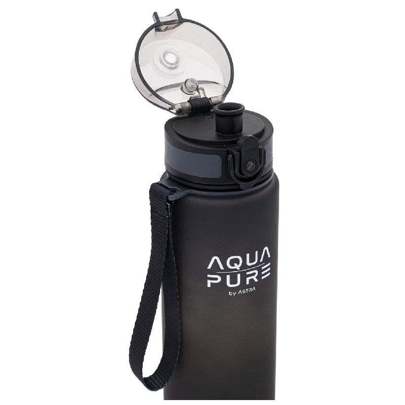 Astra Aqua Pure Bidon Na Wodę Butelka Do Picia Wody Duża Szkolna Treningowa Bez BPA 600ml Czarny